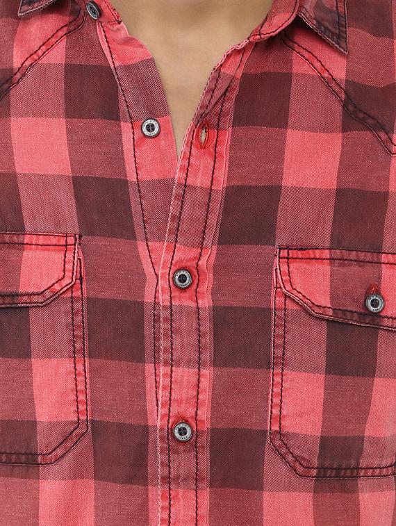red cotton casual shirt - 14997155 - Standard Image - 4