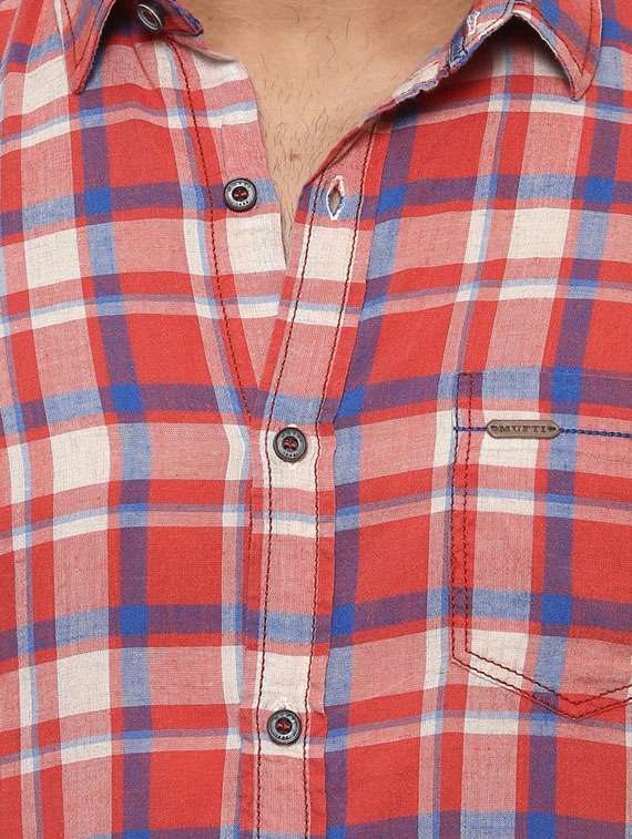 red cotton casual shirt - 14997178 -  Standard Image - 4