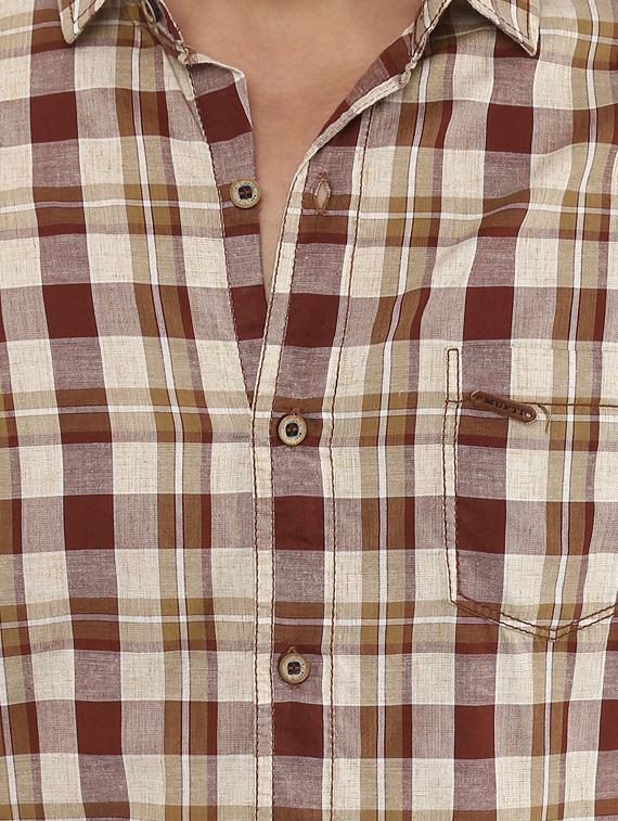 brown cotton casual shirt - 14997222 - Standard Image - 4