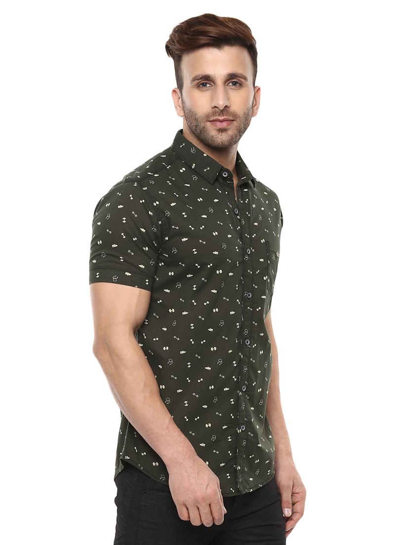 olive green cotton casual shirt - 14997284 - Standard Image - 1