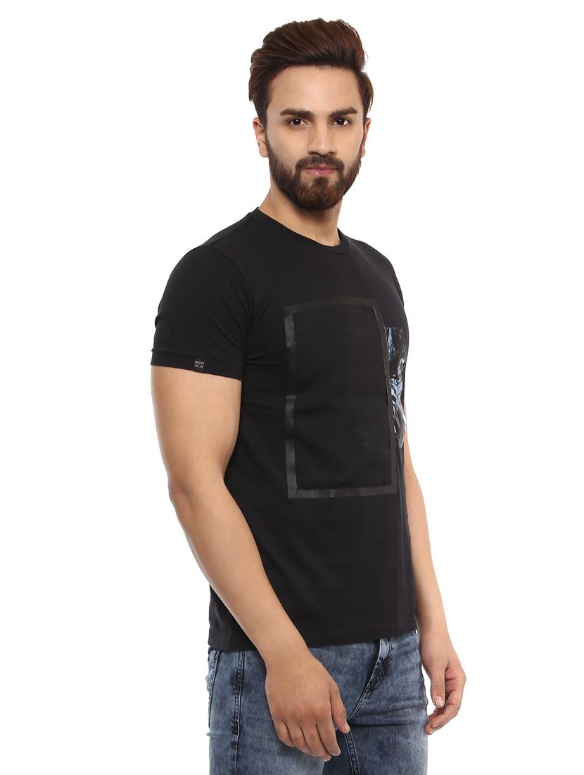 black cotton front print tshirt - 14997296 -  Standard Image - 1