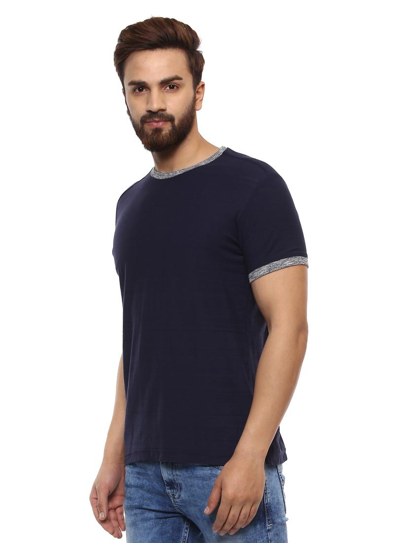 navy blue cotton all over print t-shirt - 14997319 - Standard Image - 1