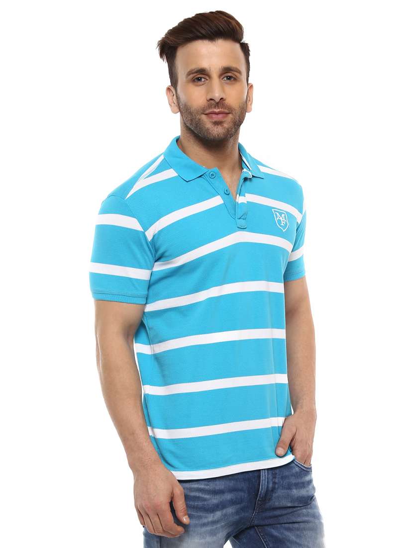 light blue striped polo t-shirt - 14997367 -  Standard Image - 1