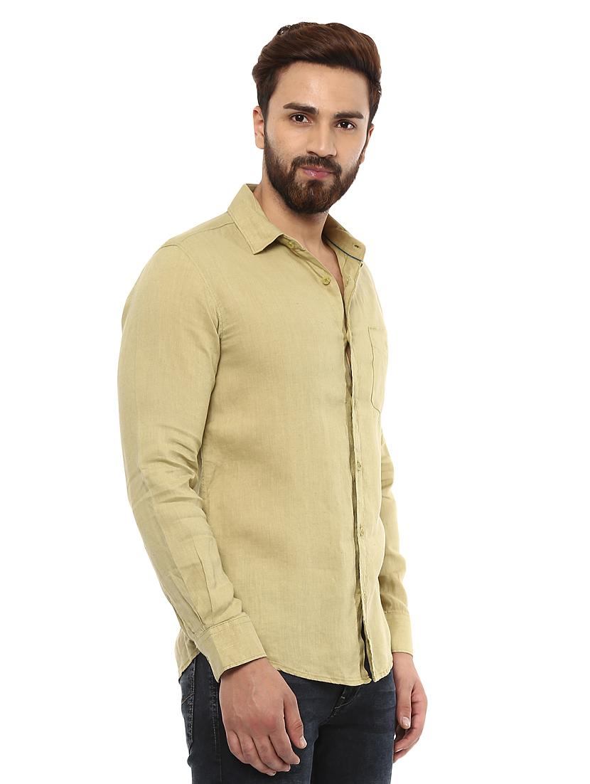 green linen casual shirt - 14997368 -  Standard Image - 1