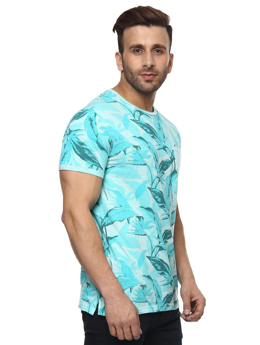 turquoise cotton all over print tshirt - 14997372 - Standard Image - 1