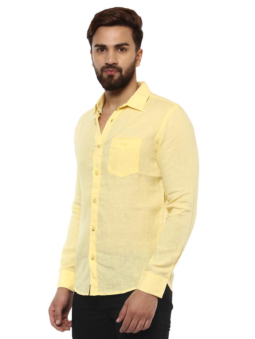 yellow linen casual shirt - 14997375 - Standard Image - 1