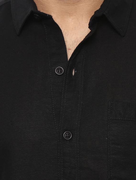 black linen casual shirt - 14997395 - Standard Image - 4