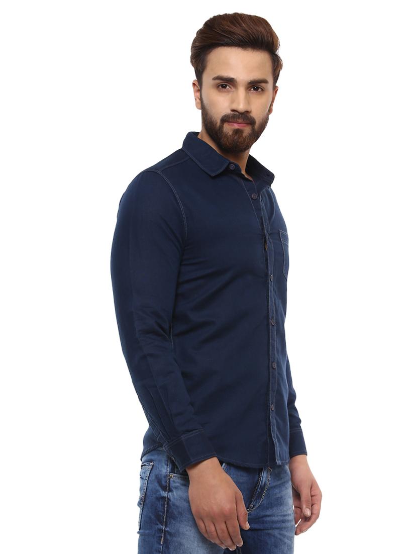 navy blue linen casual shirt - 14997400 -  Standard Image - 1