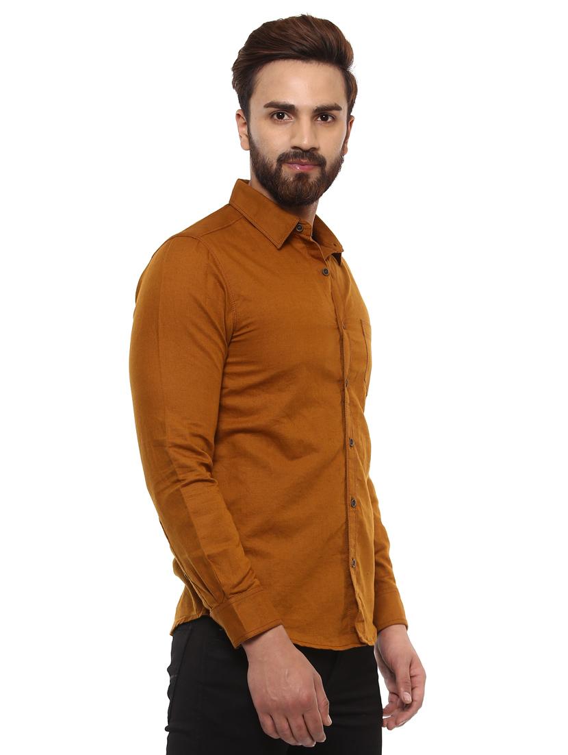 brown linen casual shirt - 14997402 -  Standard Image - 1