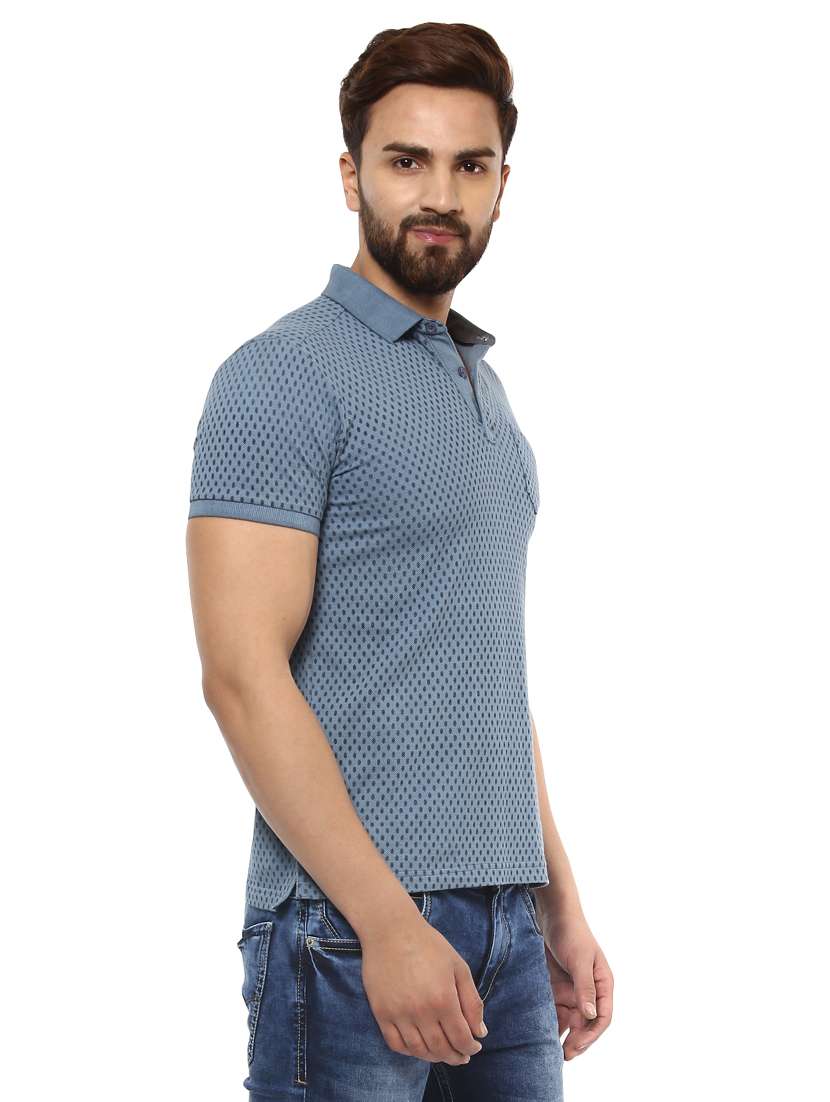 blue all over print polo t-shirt - 14997403 -  Standard Image - 1