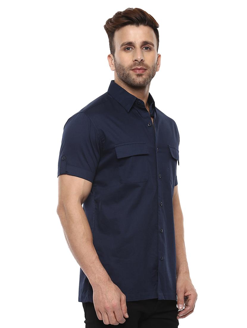 navy blue cotton casual shirt - 14997429 - Standard Image - 1