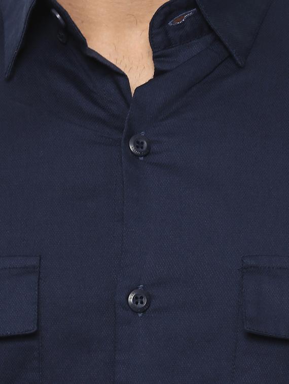 navy blue cotton casual shirt - 14997429 - Standard Image - 4