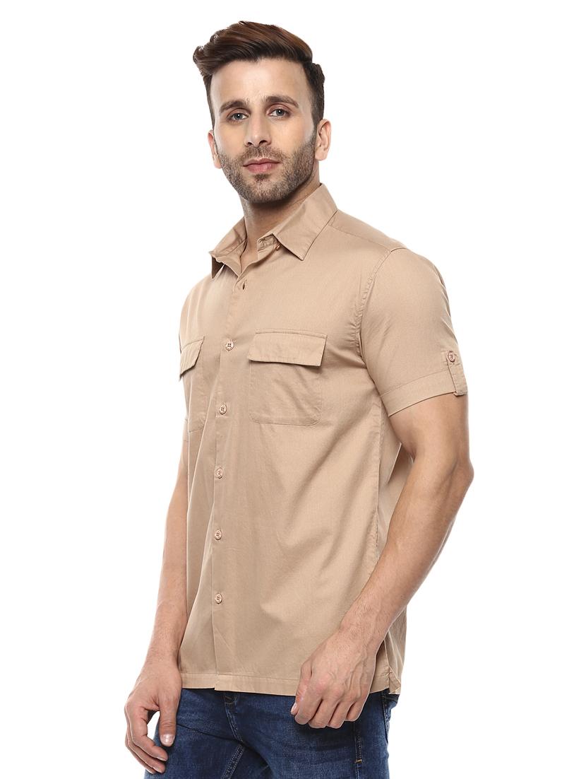 beige cotton casual shirt - 14997431 - Standard Image - 1