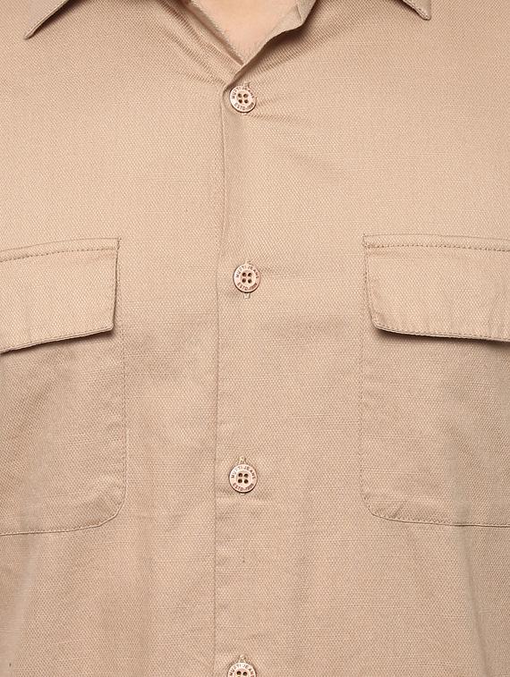 beige cotton casual shirt - 14997431 - Standard Image - 4