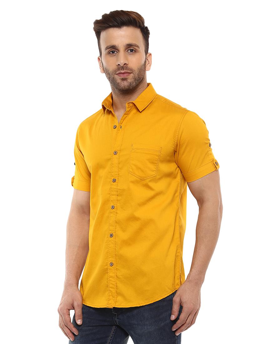 yellow cotton casual shirt - 14997433 - Standard Image - 1