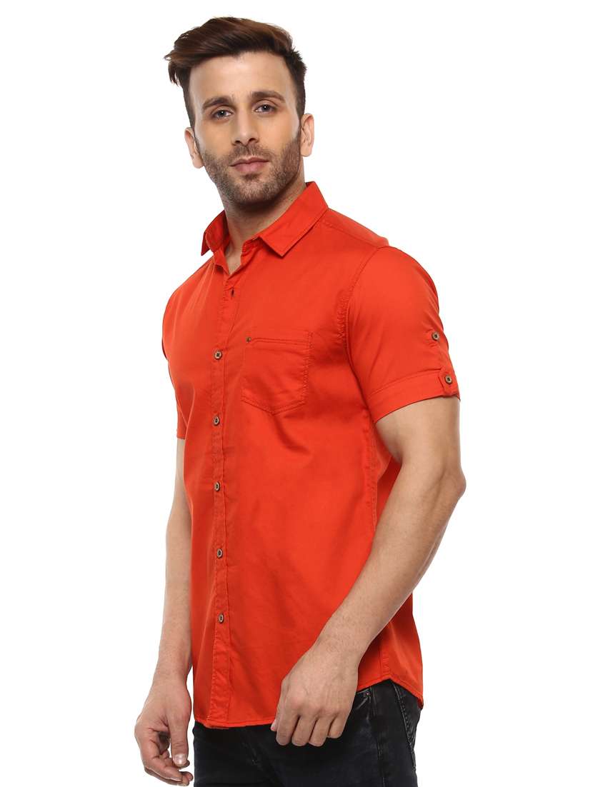 orange cotton casual shirt - 14997435 -  Standard Image - 1