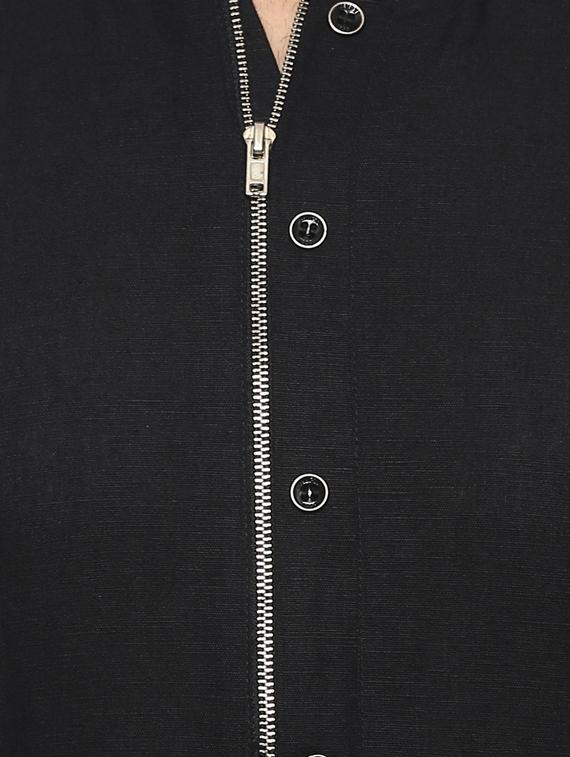 black linen short kurta - 14997492 - Standard Image - 4