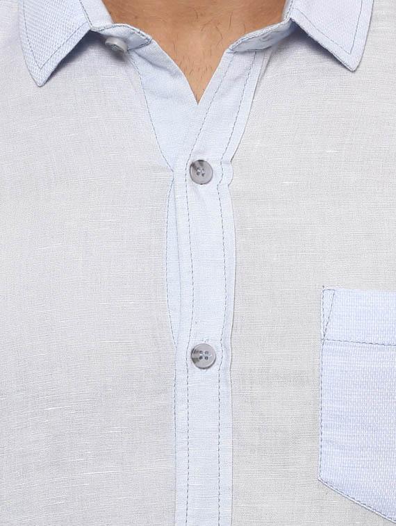 light blue linen casual shirt - 14997506 - Standard Image - 4