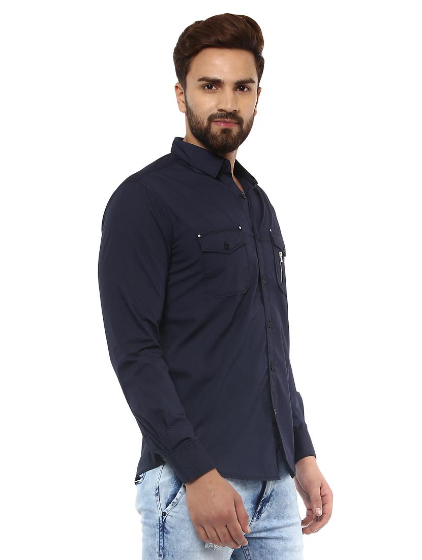 navy blue cotton casual shirt - 14997522 - Standard Image - 1