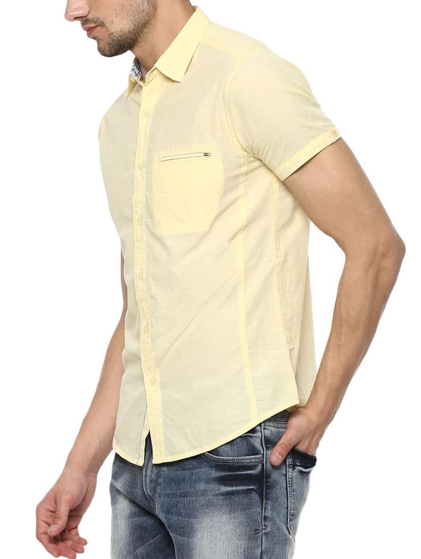 yellow cotton casual shirt - 15000727 -  Standard Image - 1