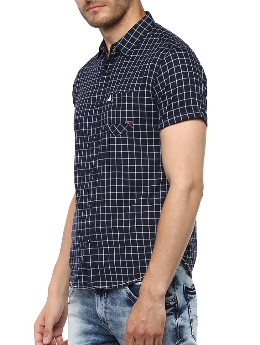 navy blue cotton casual shirt - 15000742 -  Standard Image - 1