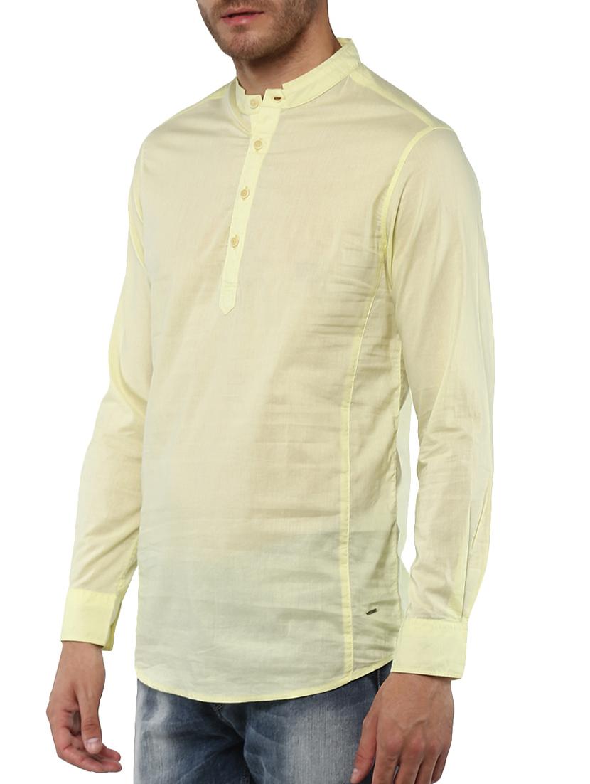 yellow cotton short kurta - 15000764 - Standard Image - 1