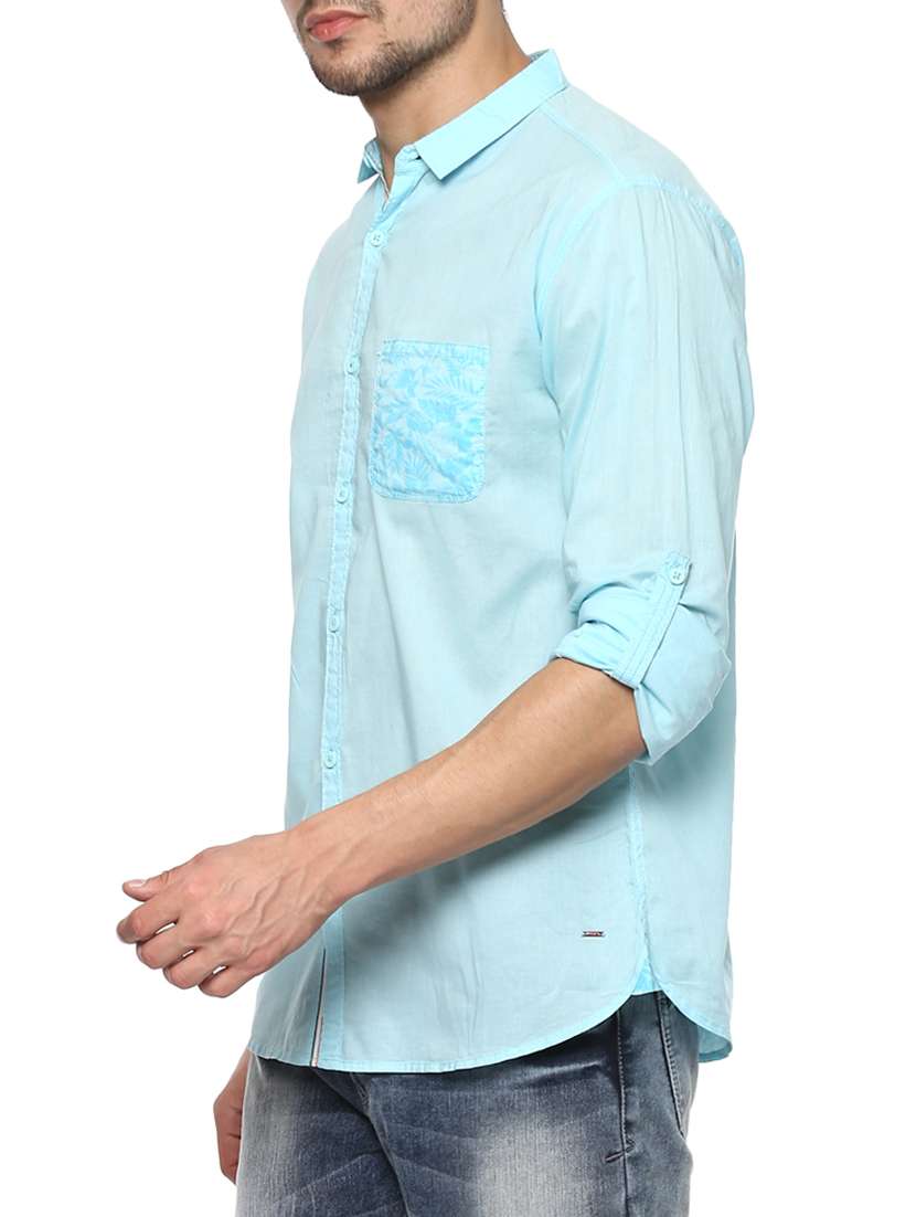 light blue cotton casual shirt - 15000782 -  Standard Image - 1