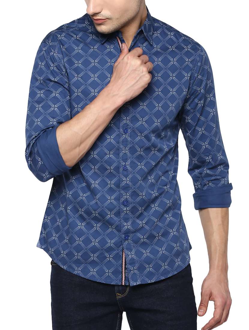 blue cotton casual shirt