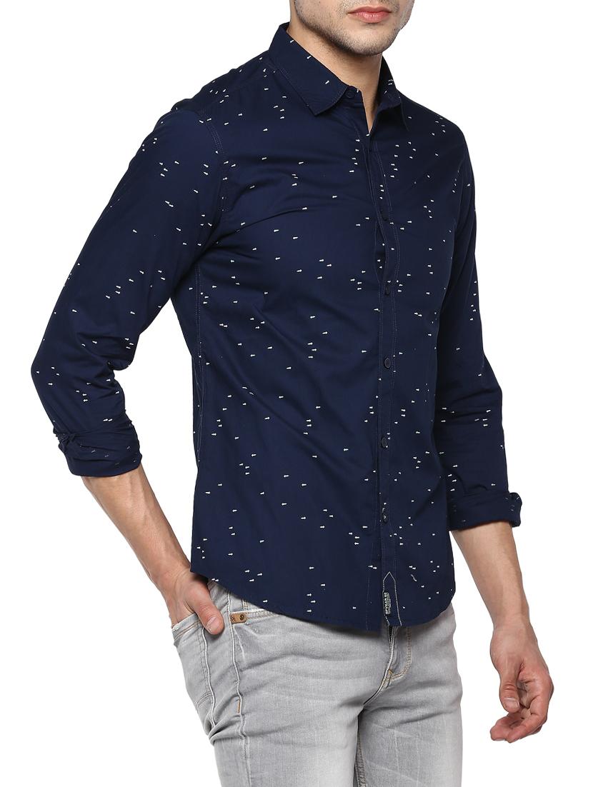 navy blue cotton casual shirt - 15000823 -  Standard Image - 1