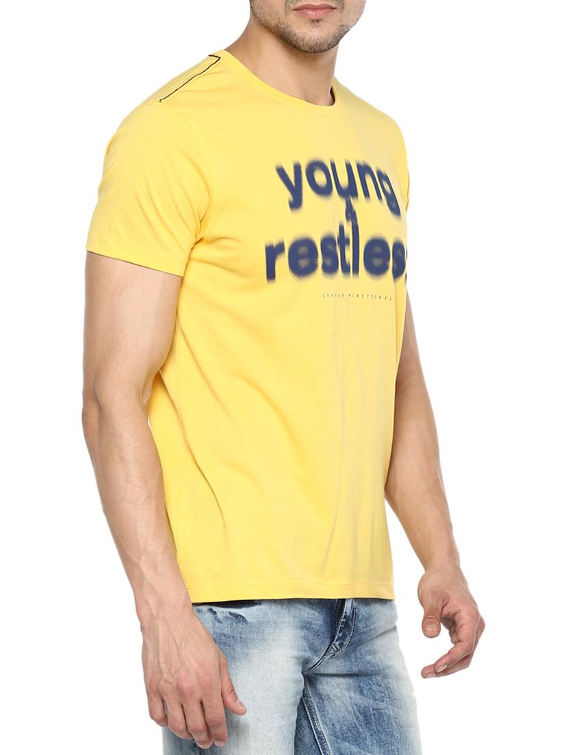 yellow cotton chest print tshirt - 15000882 - Standard Image - 1