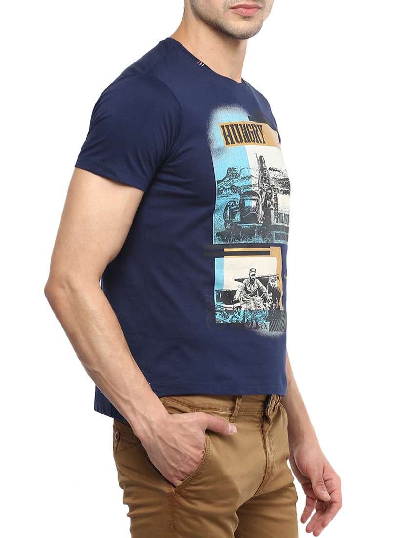 blue cotton front print tshirt - 15000890 -  Standard Image - 1