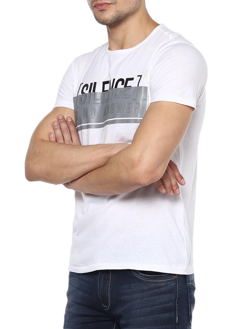 white cotton chest print tshirt - 15000904 - Standard Image - 1