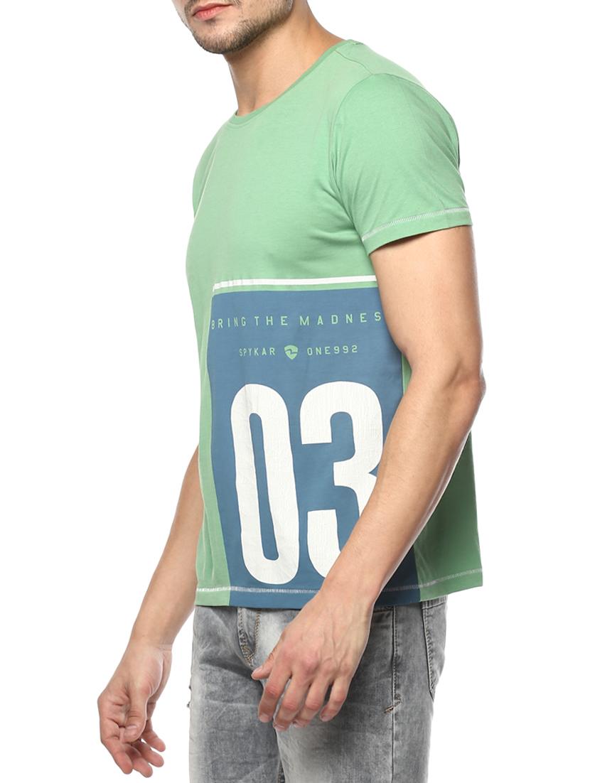 green cotton front print tshirt - 15000915 - Standard Image - 1