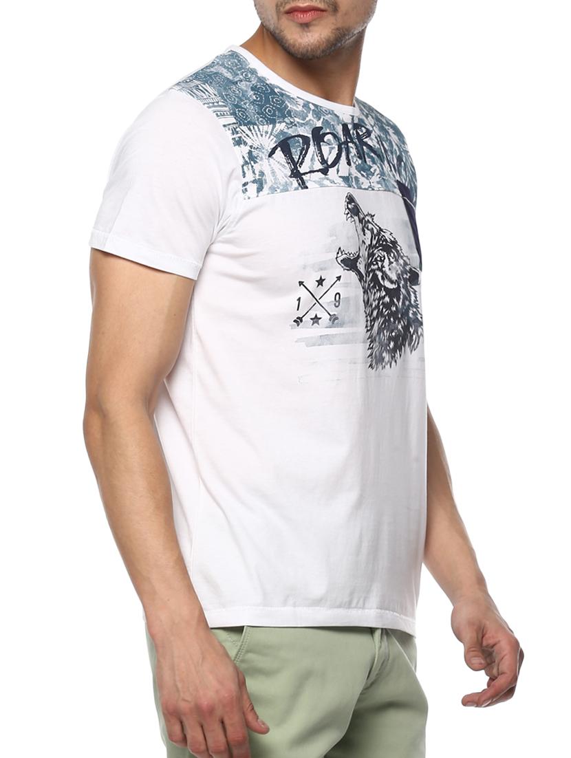 white cotton chest print tshirt - 15000920 - Standard Image - 1