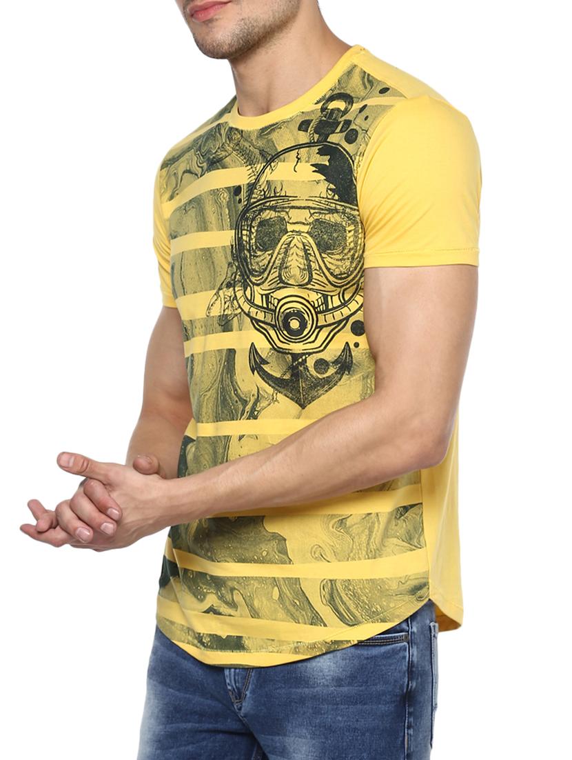 yellow cotton front print tshirt - 15000925 - Standard Image - 1