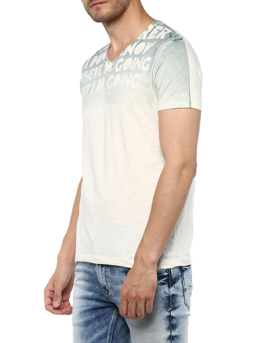 white cotton chest print tshirt - 15000963 -  Standard Image - 1