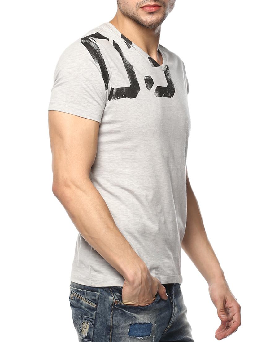 grey cotton chest print tshirt - 15000966 - Standard Image - 1