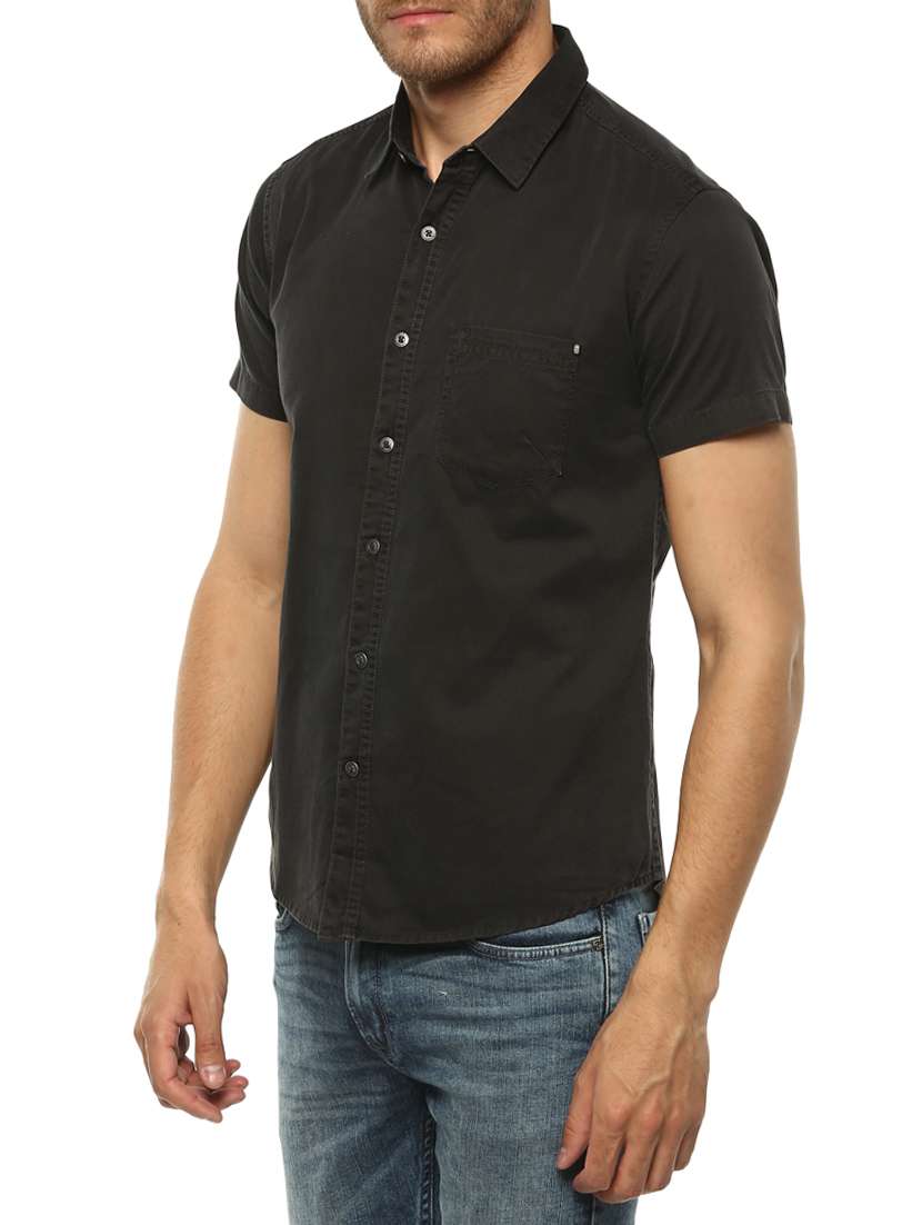 black cotton casual shirt - 15000994 -  Standard Image - 1