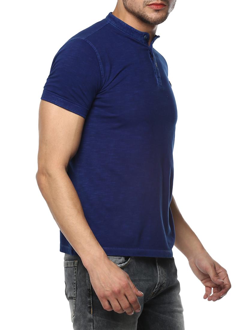 blue cotton collared t-shirt - 15000997 -  Standard Image - 1
