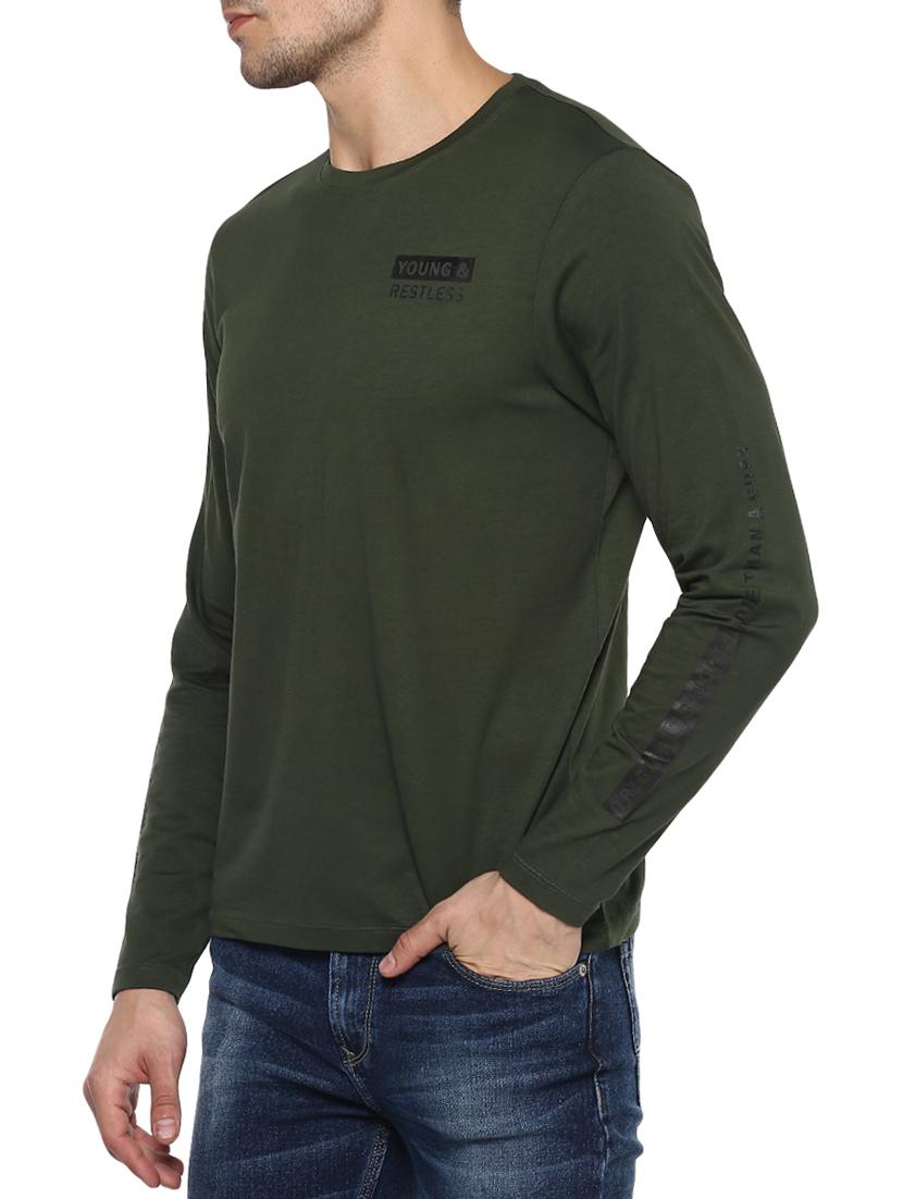 olive green cotton t-shirt - 15001045 - Standard Image - 1