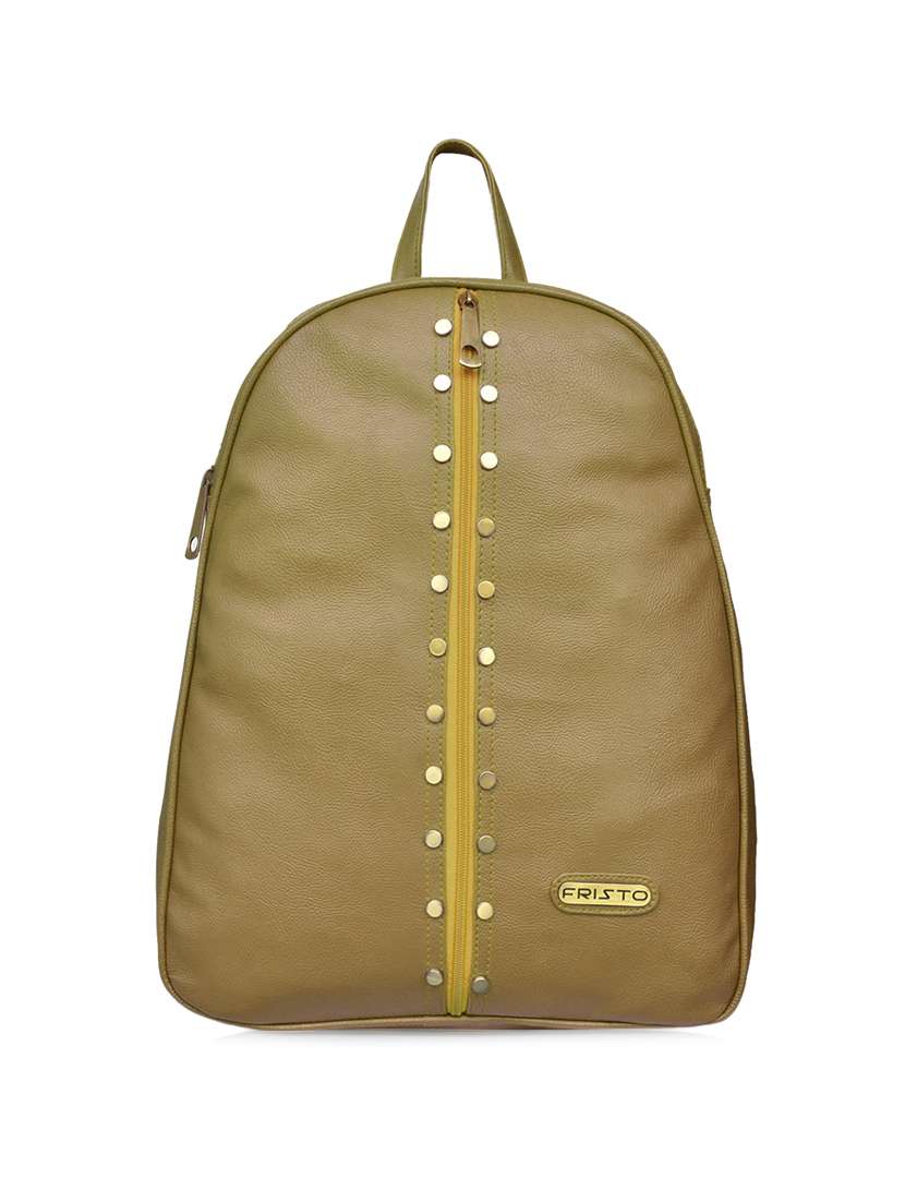 beige leatherette regular backpack