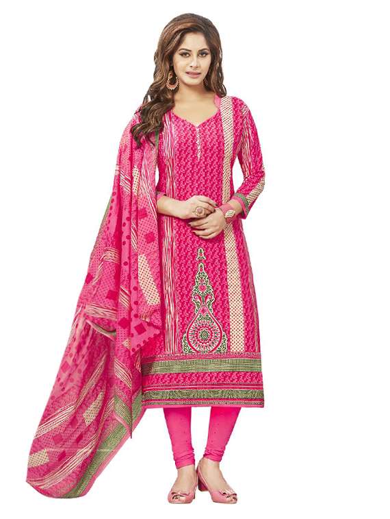 pink churidaar suit unstitched suit