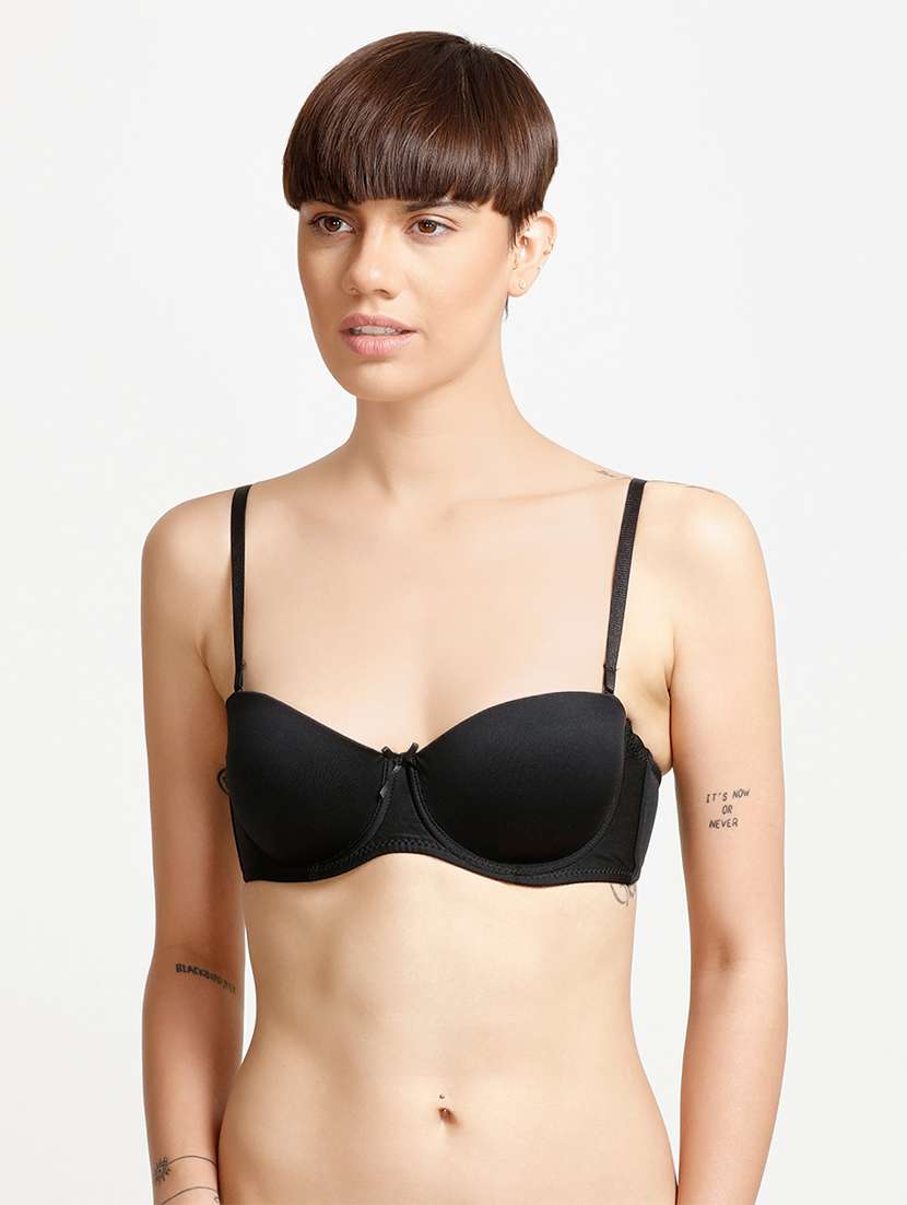 bow patch solid balconette bra