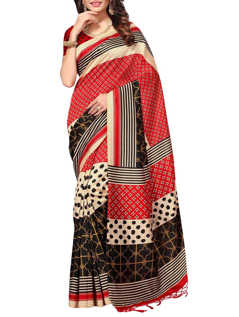 geometrical printed saree with blouse
