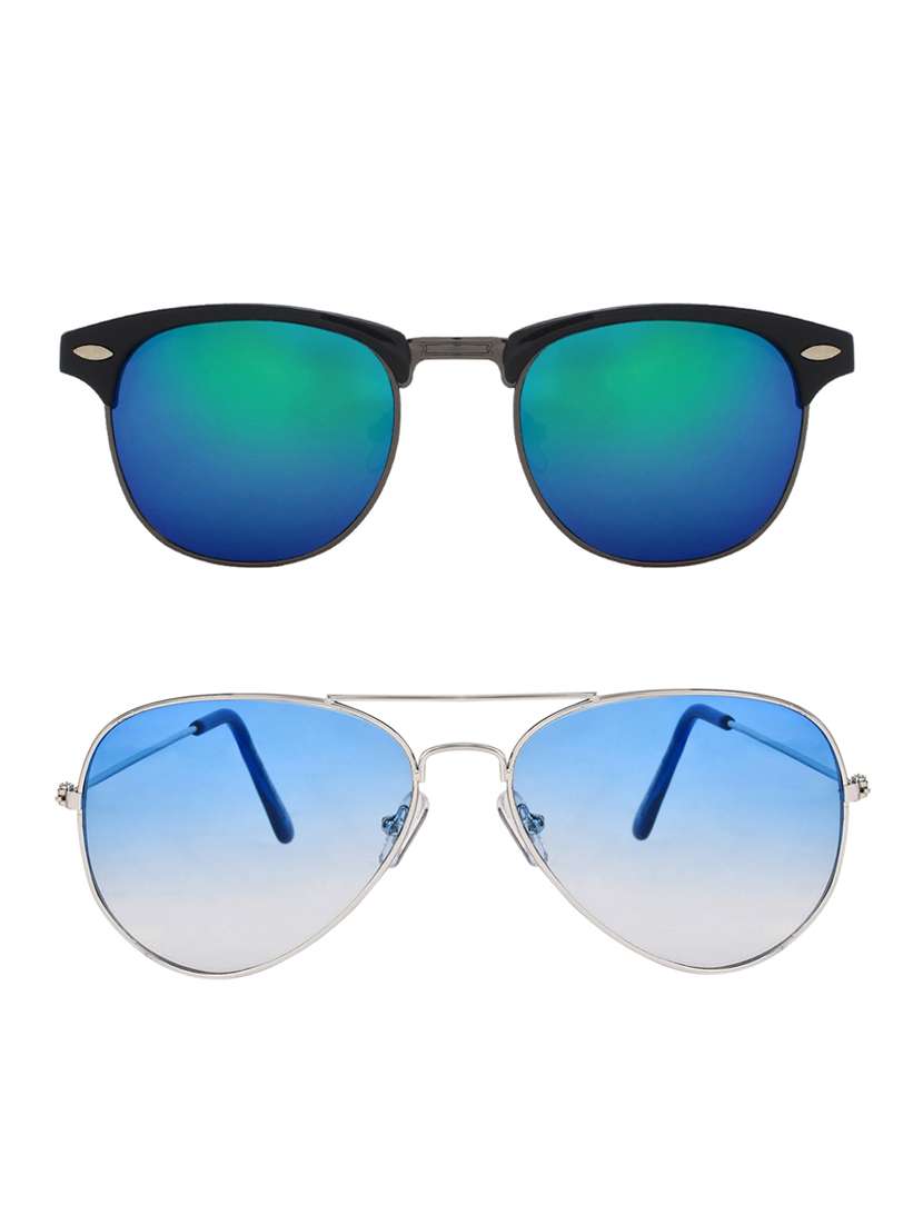zyaden combo of two sunglasses clubmaster & aviator - pack of 2