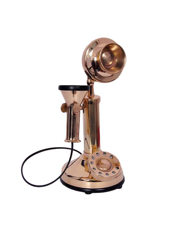yellow natural brass telephone non working only for decorative