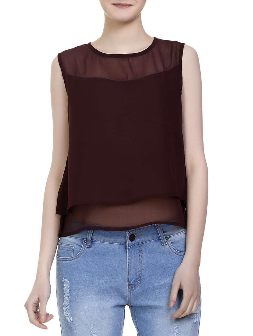 brown solid layered top