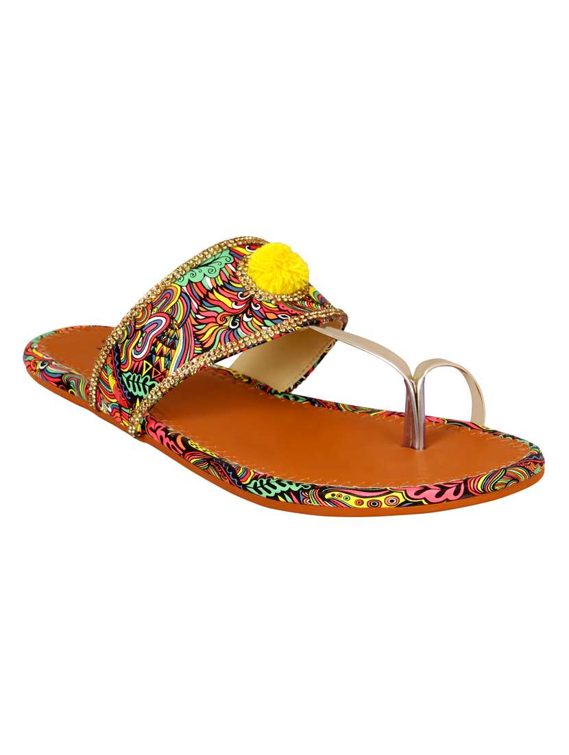 brown one toe kolhapuri