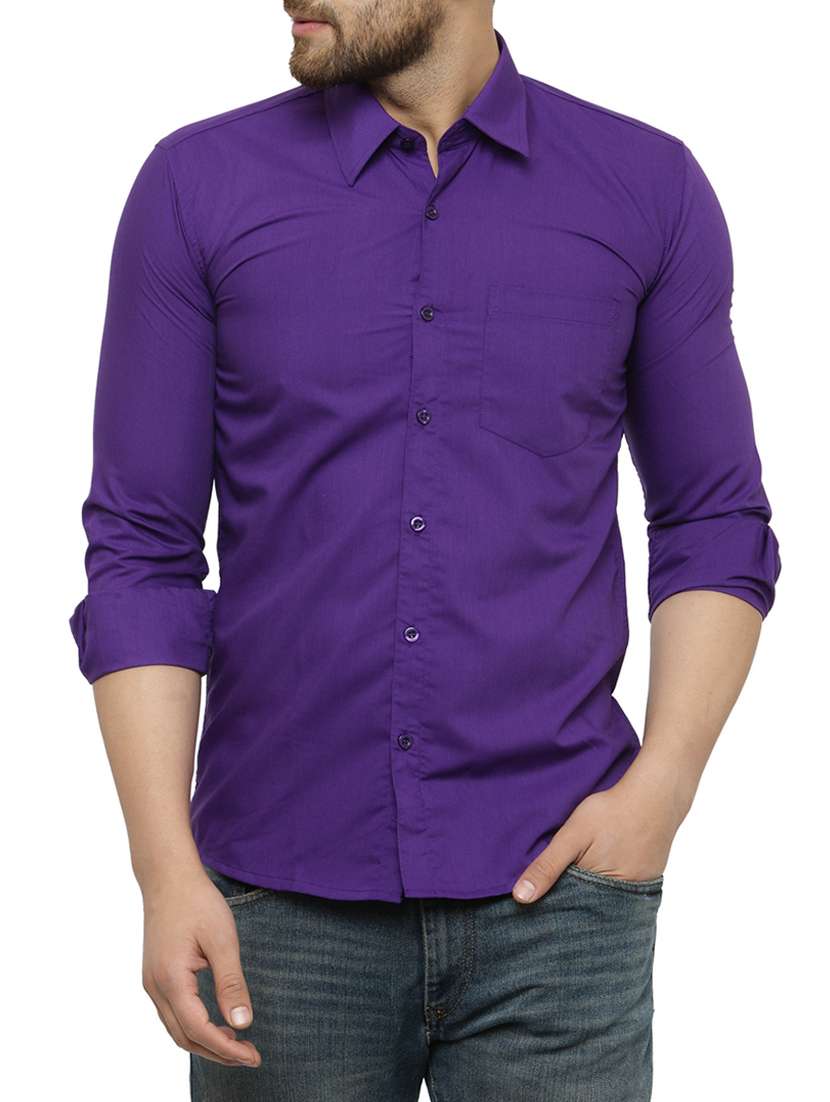 purple cotton casual shirt
