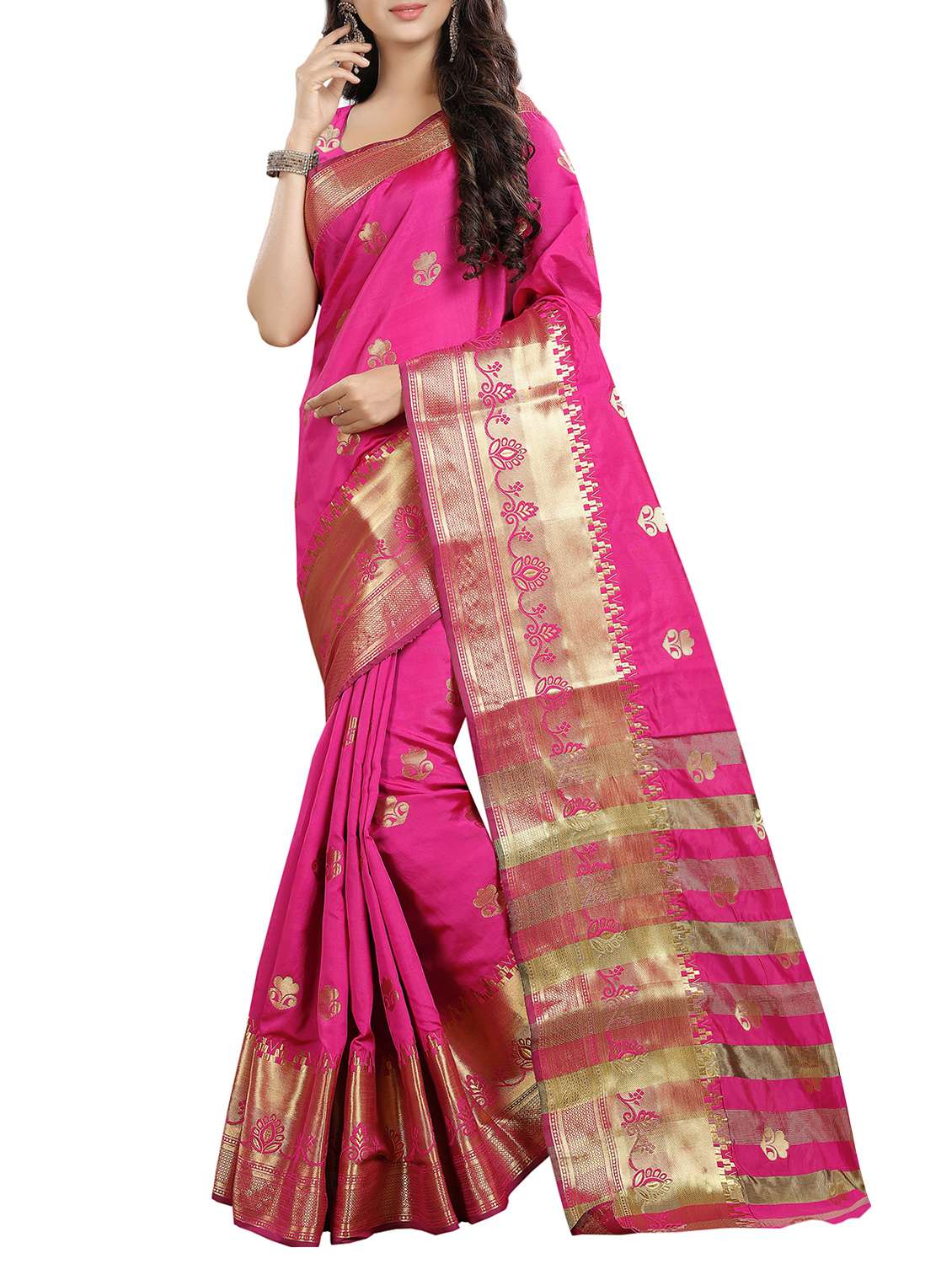 pink cotton silk kanjivaram saree with blouse